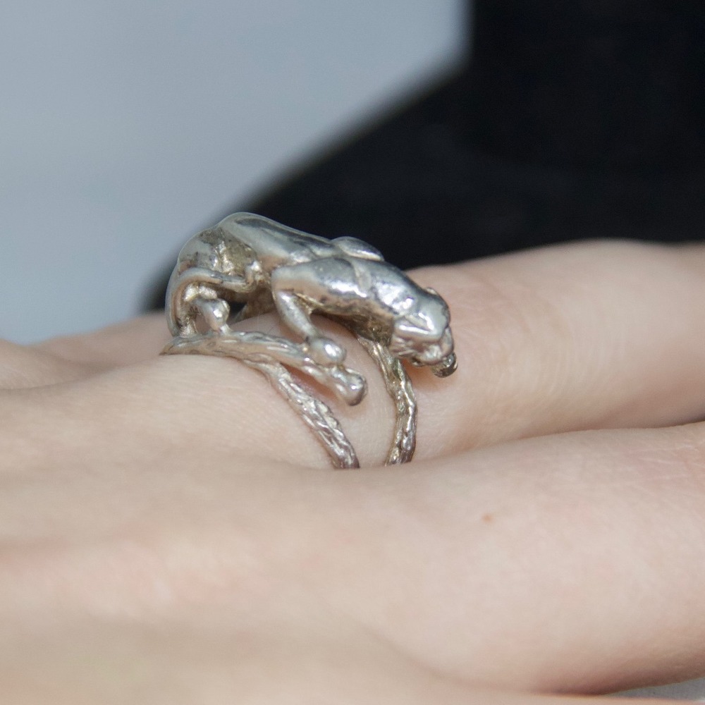 925 Sterling Silver Panther Ring Animal Branch Double Band Size 6.5 Big Cat - Picture 7 of 9
